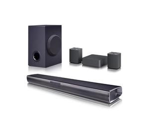 LG SQC4R - Barra de Sonido Inteligente, 220W, 4.1 Canales, Sonido Envolvente Dolby Digital con Bajos Potentes, Amplia Conectividad, HDMI, Bluetooth, USB, Entrada Óptica y App Android/iOS, Negro