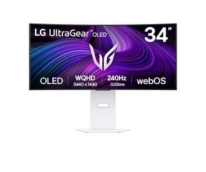 LG UltraGear™ 34GX90SA-W monitor inteligente curvo OLED de 34" para juegos con 240 Hz, webOS e IA