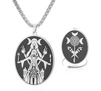 LGBBTI Collar Triple Luna para Mujer Hekate Colgante Acero Inoxidable joyería pagana Bruja Regalo, Plata-Doble Cara 2