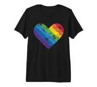 LGBT Gay Lesbian Pride Flag Vintage Heart Camiseta Premium