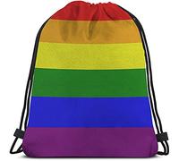 LGBT Gay Pride Bolsas con cordón Mochila Bolsa 6 rayas Bandera del arco iris Colorido Signo Símbolo Libertad Arte Comunidad Deporte Gimnasio Saco Bolsa con cordón Bolsa de cuerda Bolsa de yoga para ho