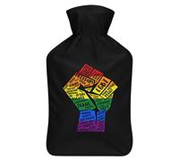 LGBT Gay Pride Botella de agua de goma con cubierta de felpa suave, bolsa de agua caliente para invierno, manos y pies, protección contra el frío, 1000 ml