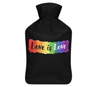 LGBT Gay Pride Love Botella de agua de goma con cubierta de felpa suave, bolsa de agua caliente para invierno, manos y pies, protección contra el frío, 1000 ml
