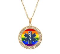 Lgbt Healthcare Symbol - Collar divertido con colgante impreso, joyería de diamantes novedosa para mujeres y hombres, plateado/dorado, talla única, Metal, No es una piedra preciosa