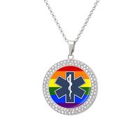 Lgbt Healthcare Symbol - Collar divertido con colgante impreso, joyería de diamantes novedosa para mujeres y hombres, plateado/dorado, talla única, Metal, No es una piedra preciosa