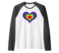 LGBT Orgullo Verano Amor Colorido Corazón Arco Iris Camiseta Manga Raglan