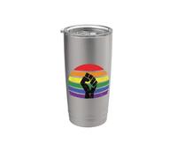 LGBT Pride Flag Fist BLM Black Lives Matter Vintage Retro Vaso térmico de acero inoxidable de doble pared