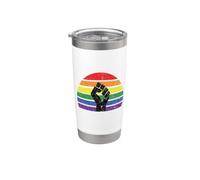 LGBT Pride Flag Fist BLM Black Lives Matter Vintage Retro Vaso térmico de acero inoxidable de doble pared