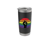 LGBT Pride Flag Fist BLM Black Lives Matter Vintage Retro Vaso térmico de acero inoxidable de doble pared