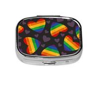 LGBT Pride Gay Rainbow Heart - Pastillero con 2 compartimentos, organizador portátil
