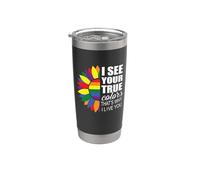 LGBT Pride I See Your True Colors Sunflower Rainbow Gay Vaso térmico de acero inoxidable de doble pared