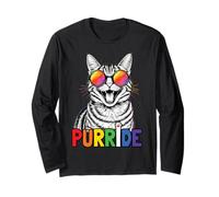 LGBT Rainbow Cat Lover Mes del Orgullo Gay Purride Ally Manga Larga