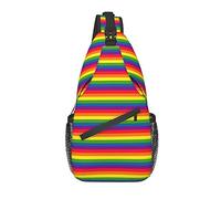 LGBT Rainbow Stripe Sling Backpack Crossbody Chest Bag Daypack para Viajes de Senderismo