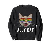 LGBTQ Ally Cat Gay Pride Rainbow Flag Cat Kitten Lover Sudadera