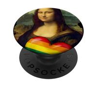 LGBTQ Arco Iris Mona Lisa Corazón Igualdad Orgullo PopSockets PopGrip Adhesivo
