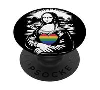 LGBTQ Arco Iris Mona Lisa Corazón Igualdad Orgullo PopSockets PopGrip Adhesivo