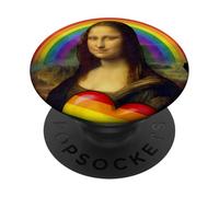 LGBTQ Arco Iris Mona Lisa Corazón Igualdad Orgullo PopSockets PopGrip Adhesivo