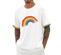 LGBTQ+ Camiseta gráfica del mes del orgullo con estampado informal de manga corta para celebrar apoyo, Blanco, XL