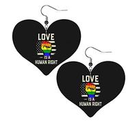 Lgbtq Gay Pride Rainbow Pride Month Lesbian Bisexual Pendientes de cuero para mujer Pendientes colgantes Gota Corazón Colgante con gancho Regalos para niña adulta