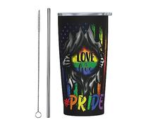 LGBTQ Gay Pride Rainbow Pride Month Lesbian Bisexual Vaso flaco de acero inoxidable Taza de viaje Taza de café aislada de 20 onzas con tapa a prueba de salpicaduras, pajita y cepillo de limpieza