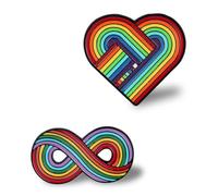 LGBTQ - Juego de pines esmaltados arcoíris - Símbolo del infinito y pines de orgullo de corazón tejido para chaquetas, bolsos, ropa, 2 pines de solapa LGBTQ+ Ally para igualdad, soporte de amor