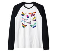 LGBTQ Mariposas Mes del Orgullo Aliado Conciencia Homosexual Camiseta Manga Raglan