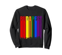 LGBTQ Orgullo Month Budapest Skyline Hungría - Arco iris Sudadera
