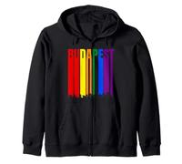 LGBTQ Orgullo Month Budapest Skyline Hungría - Arco iris Sudadera con Capucha