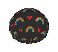 LGBTQ Pride Boca Rainbow Gay Gorros de ducha Gorro de baño reutilizable Gorro de ducha de baño elástico Suave impermeable para gorros de cabello de todas las longitudes de cabello