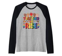 LGBTQ Pride Shirt Together We Rise Rainbow Flag Camiseta Manga Raglan