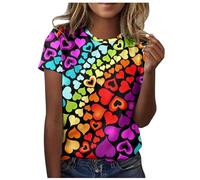 LGBTQ Tops Mujer Verano Pride Mes del Orgullo Camiseta Holgada Cuello Redondo Multicolor Camiseta de Lino Neón Arco Iris Overshirt Arco Iris Camiseta Básica Deportiva Blusa Ligera Polo Camisas de