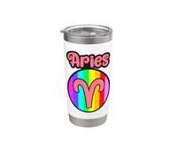 LGBTQI Aries Marzo Abril Cumpleaños Rainbow Pride Hombres Mujeres Vaso térmico de acero inoxidable de doble pared