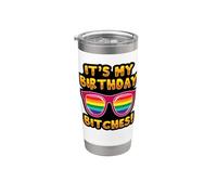 LGBTQI It's My Birthday Bitches Pride Rainbow Hombres Mujeres Vaso térmico de acero inoxidable de doble pared