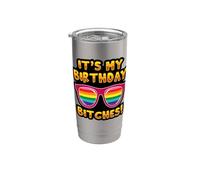 LGBTQI It's My Birthday Bitches Pride Rainbow Hombres Mujeres Vaso térmico de acero inoxidable de doble pared