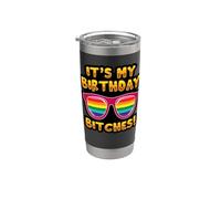 LGBTQI It's My Birthday Bitches Pride Rainbow Hombres Mujeres Vaso térmico de acero inoxidable de doble pared
