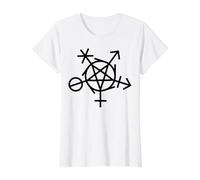 LGBTQI Símbolo Pagano de Inclusión Género Wicca Camiseta gráfica económica, Mujer, Blanco, S