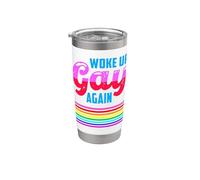 LGBTQI Wake Up Gay Again Pride Rainbow Flag para hombres y mujeres Vaso térmico de acero inoxidable de doble pared