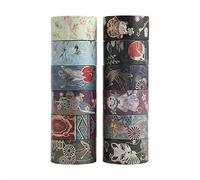 LGEGE 12 Rollos de Washi Tape Estilo Japonés, 20mm de Ancho, Patrón de Gato, Pájaro, Pez, Muñeca, Cinta Japonesa de Enmascarar para Decoración de Scrapbook, Bullet Journal, Envoltura de Regalos (2m)