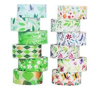LGEGE Juego de 12 rollos de cinta Washi Tape Set con temática de primavera, 15 mm de ancho, patrón natural de hojas de hierba de flores, decoración de cinta de enmascarar para álbumes de recortes(3 m)