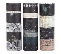 LGEGE Juego de 20 rollos de Washi Tape Universo Misterioso, 5/10/15/20/25 mm de ancho, cinta japonesa para decorar álbumes de recortes, bullet journals, envoltorios de regalo (4m)