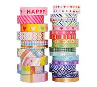 LGEGE Juego de 27 rollos de cinta Washi Tape Set delgada arcoíris, 5/10 mm de ancho, patrón decorativo colorido brillante, cinta adhesiva japonesa para álbumes de recortes, diario de balas (3 m)