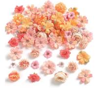 LGEGE Juego de cabezas de flores artificiales rosadas, pequeñas flores falsas de seda, mini flores, margaritas de rosas, flores multicolores, manualidades para bodas, fiestas, graduaciones (aprox. 40