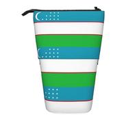 LGHDFYO 1 estuche telescópico con diseño de bandera de la República de Uzbekistán para mujeres y hombres, bonita bolsa de papelería de pie con cremallera para oficina, Negro, One Size, Moda