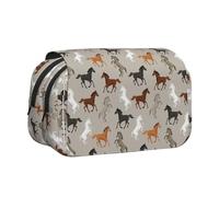 LGHDFYO Bonito estuche para bolígrafos con estampado de caballo, soporte para bolígrafo hecho a mano, organizador de exhibición con cremallera