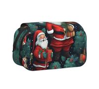 LGHDFYO Bonito estuche para bolígrafos con estampado de hombre de Navidad, soporte para bolígrafo hecho a mano, organizador de exhibición con cremallera, Negro, One Size, Art Deco