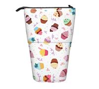 LGHDFYO Delicious Cupcakes - Estuche telescópico para bolígrafos para mujeres y hombres, bonita bolsa de papelería de pie con cremallera para oficina, Negro, One Size, Moda