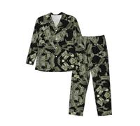 LGHDFYO Dollar Sign Money - Conjunto de pijama para hombre, pijama suave de manga larga para relajarse en las noches de hogar, fines de semana perezosos, Negro, M