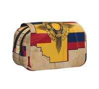 LGHDFYO Estuche para bolígrafo con impresión Map01 de la bandera de Nuevo México, soporte para bolígrafo hecho a mano, organizador con cremallera, Negro, One Size, Art Deco