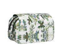 LGHDFYO Estuche para bolígrafos con estampado de hojas de eucalipto verde, soporte para bolígrafo hecho a mano, organizador de exhibición con cremallera, Negro, One Size, Art Deco