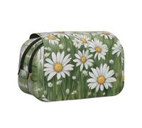 LGHDFYO Estuche para bolígrafos con estampado de margaritas blancas, soporte para bolígrafo hecho a mano, organizador de exhibición con cremallera, Negro, One Size, Art Deco